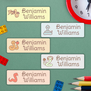 Pastel Doodle Snakes School Daycare Camp Name Labels
