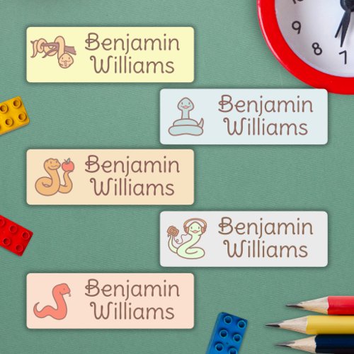 Pastel Doodle Snakes School Daycare Camp Name Labels