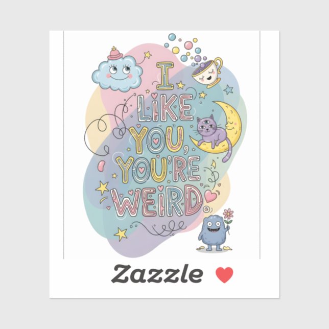 Pastel Doodle Whimsical Cat Monster Sticker (Sheet)