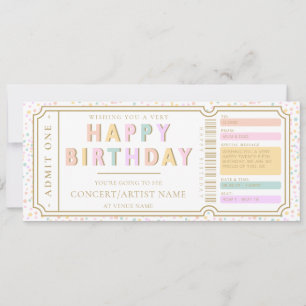 Pastel Dot Fake Concert Ticket Gift Voucher Card