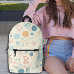 Pastel Dots and Circles Personalized Monogram Printed Backpack