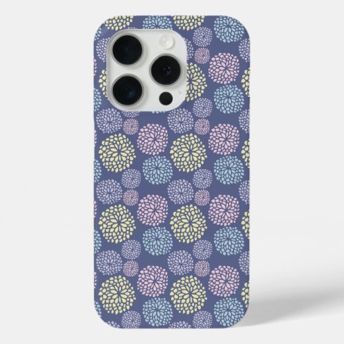 Pastel dots patterns purple blue yellow pink iPhone 15 pro case