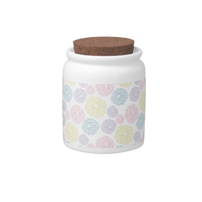 Pastel dots patterns white purple blue yellow pink candy jar (Front)