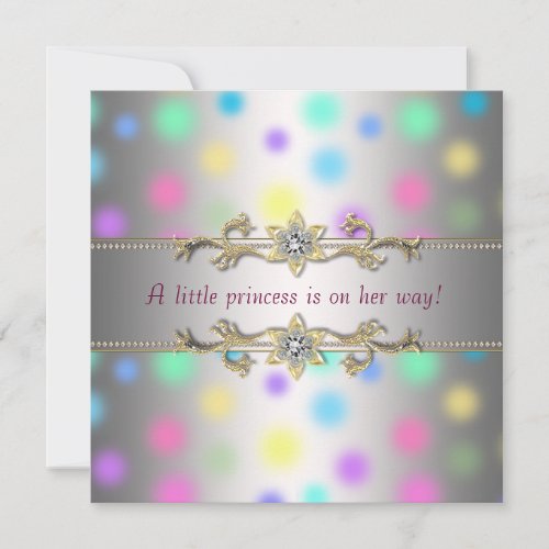 Pastel Dots Princeess Baby Shower Custom Invites