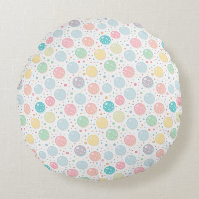 Pastel Dots Un-perfect Pattern Round Pillow (Front)