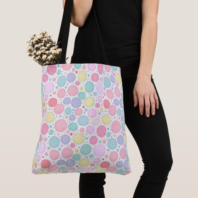 Pastel Dots Un-Perfect Pattern Tote Bag (Close Up)