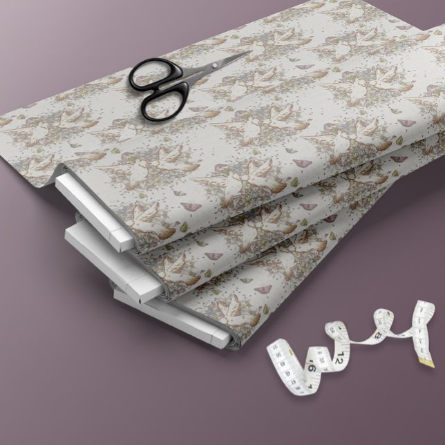 Pastel Doves Floral Butterflies Fabric (Creator Uploaded)