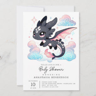 Pastel Dragon Baby Shower Invitation