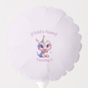 Pastel Dragon Birthday Adventure Balloon