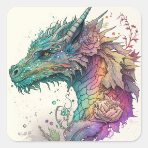 Pastel Dragon Square Sticker