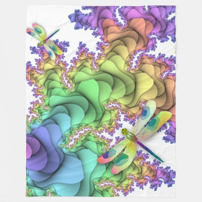 Pastel Dragonflies Fleece Blanket (Front)
