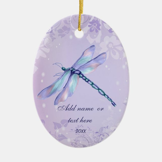 Pastel Dragonfly Ceramic Ornament (Front)