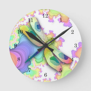 Pastel Dragonfly Clock