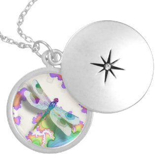 Pastel Dragonfly Locket Necklace