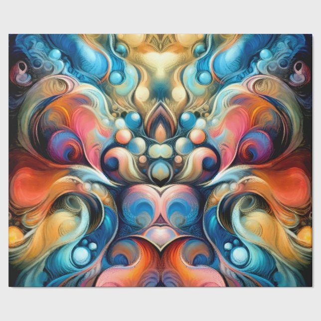 Pastel Drawing Abstract Bubbly Organic Colorful Wrapping Paper (Seam)