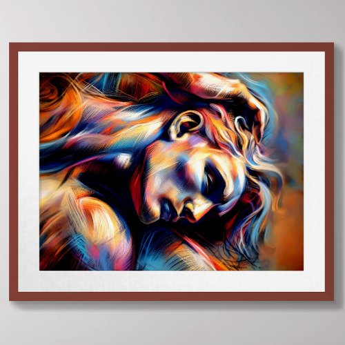 Pastel Drawing Abstract Rough Sketch Reclining Man Poster