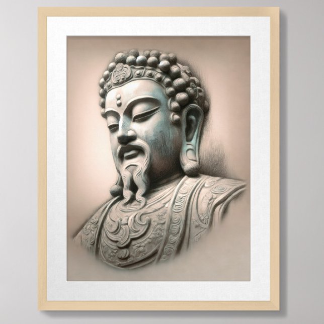 Pastel Drawing Ancient Chinese Stone Sculpture Poster (Creator Uploaded)