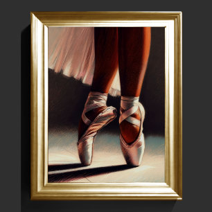 Pastel Drawing Ballerina on Pointe Poster