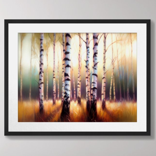 Pastel Drawing Birch Tree Forest Poster (Creator Uploaded)