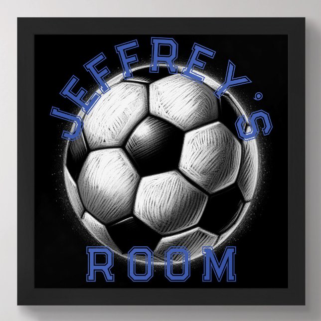 Pastel Drawing Black White Soccer Ball Personalize Poster (Creator Uploaded)