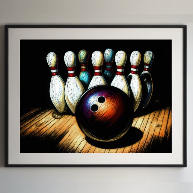 Pastel Drawing Bowling Strike Poster (Creator Uploaded)
