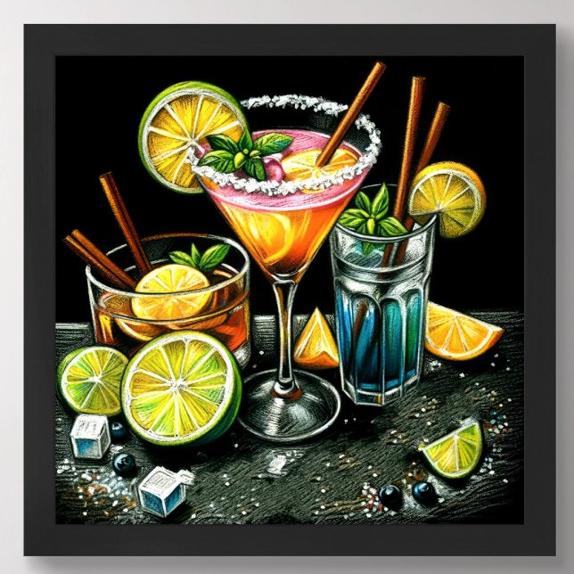 Pastel Drawing Cocktails Citrus Wedges Poster (Creator Uploaded)