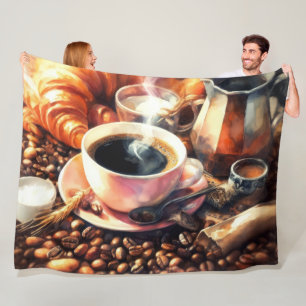 Pastel Drawing Coffee Cup Beans Pastry Fleece Blanket