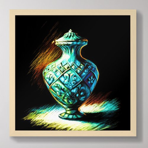 Pastel Drawing Colorful Glass Art Urn Poster