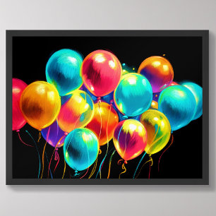 Pastel Drawing Colorful Joyful Bouquet of Balloons Poster