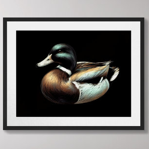 Pastel Drawing Duck Decoy Poster