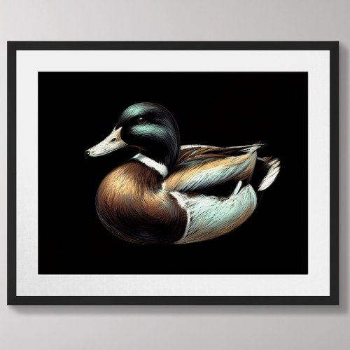 Pastel Drawing Duck Decoy  Poster