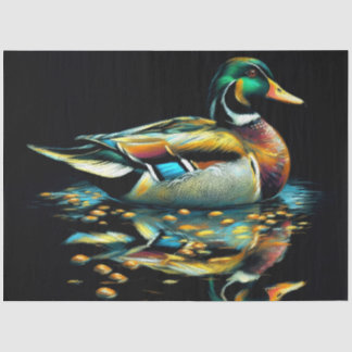Pastel Drawing Duck on Water Tissue Paper