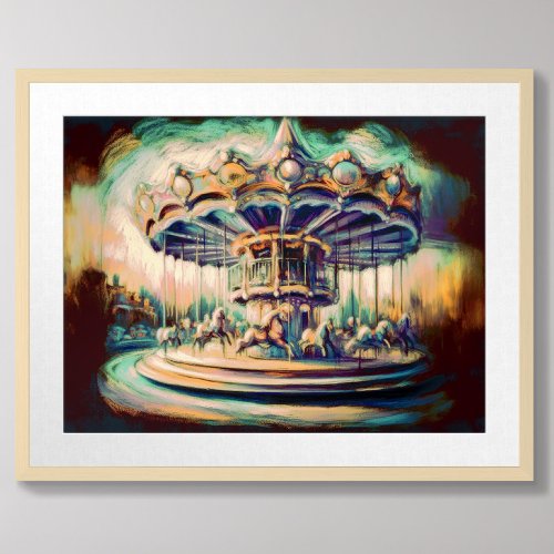 Pastel Drawing Faded Childhood Memory Carousel Poster