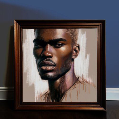 Pastel Drawing Handsome Black Man Beard Poster