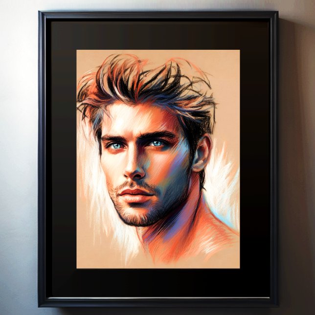 Pastel Drawing Handsome Man Blue Eyes  Poster (Creator Uploaded)
