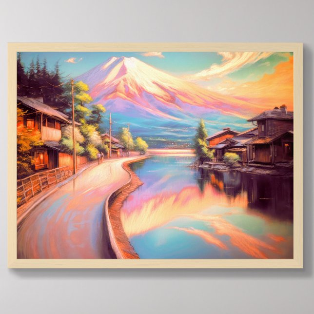 Pastel Drawing Mt. Fuji Sunset Japanese Poster (Creator Uploaded)