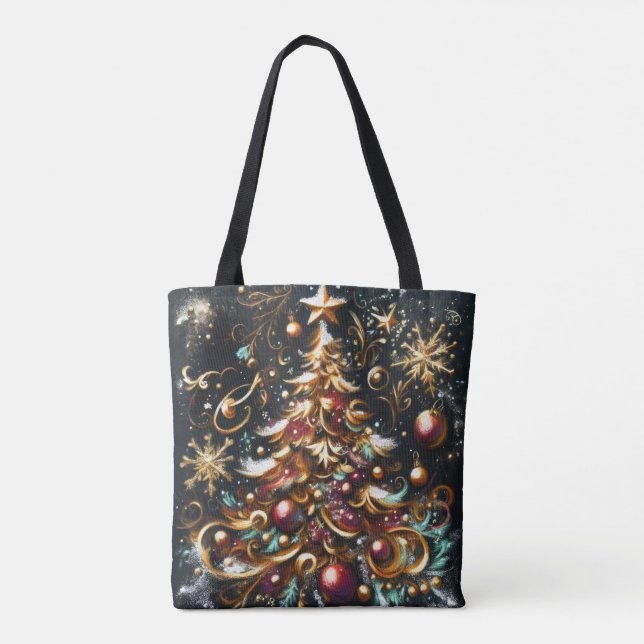 Pastel Drawing of a Christmas Tree Whimsical Tote Bag (Back)