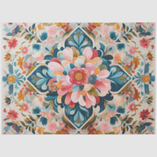 Pastel Drawing of a Floral Pattern Block Tissue Paper