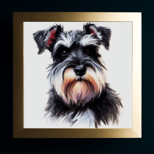 Pastel Drawing of a Schnauzer Dog II Poster