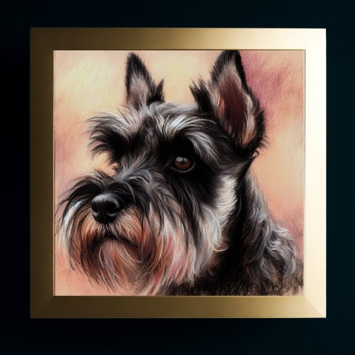 Pastel Drawing of a Schnauzer Dog Poster