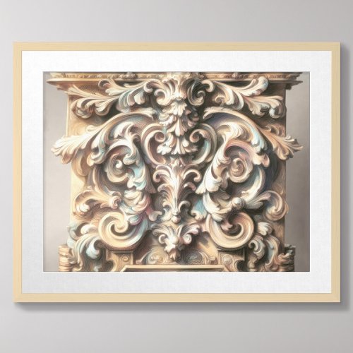 Pastel Drawing of Architecture Ornate Stone Carved Poster