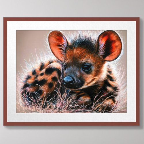 Pastel Drawing of Baby Hyena Poster