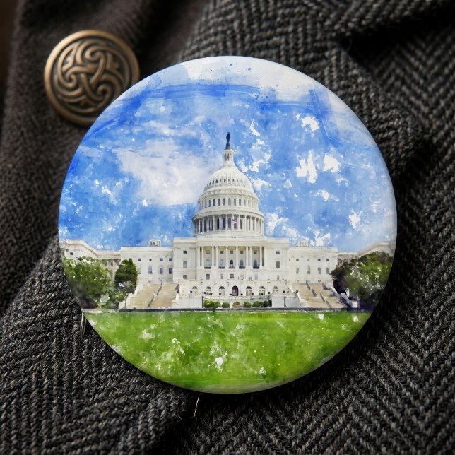 Pastel Drawing of the United States Capitol Button (Pastel Drawing of the United States Capitol. Button)