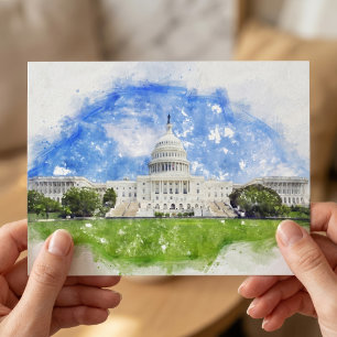 Pastel Drawing of the United States Capitol Postcard