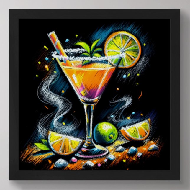 Pastel Drawing Orange Pink Cocktail Citrus Slices Poster (Creator Uploaded)