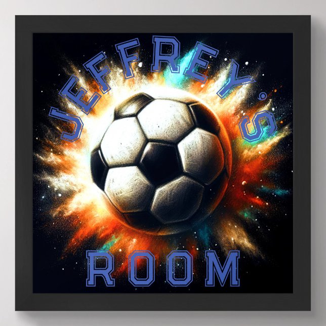 Pastel Drawing Soccer Ball Burst Personalize Poster (Creator Uploaded)