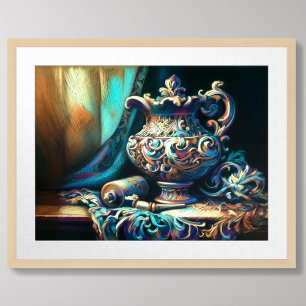 Pastel Drawing Still Life Vessel Fabric Poster