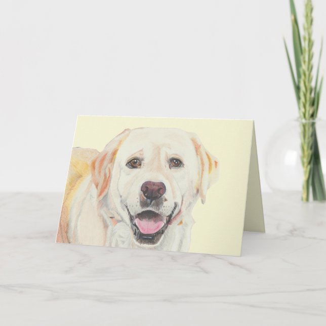 Pastel Drawing Yellow Lab Greeting Card (Front)