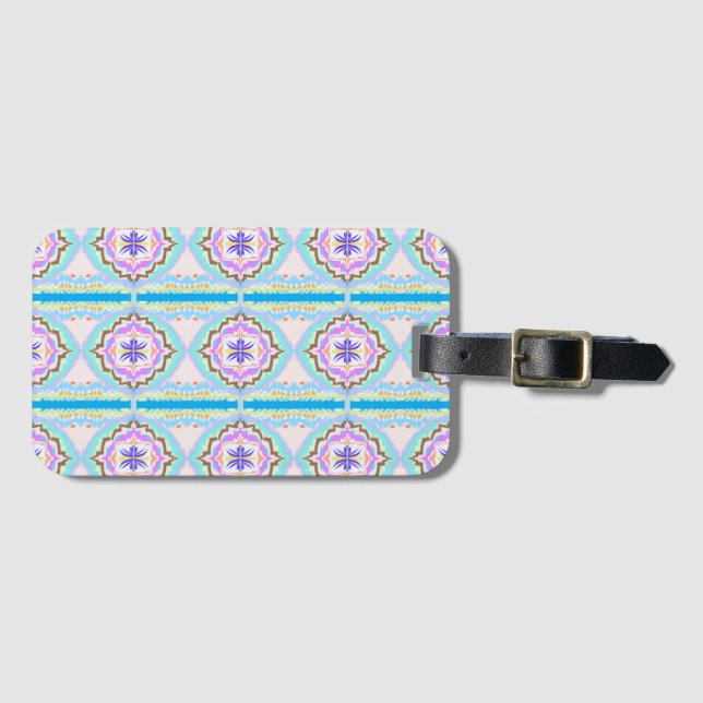 Pastel Dream Boho Geometric Kaleidoscope Luggage Tag (Front Horizontal)