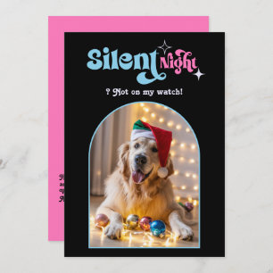 Pastel Dream Funny Retro Pet Dog Christmas Photo Holiday Card